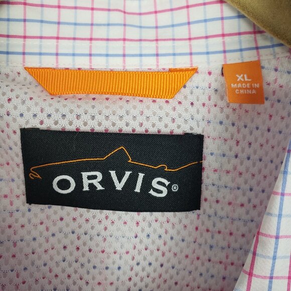 Orvis Lightweight Button Up White Blue Red Plaid Cape Back Long Sleeve Mens XL - Picture 5 of 10